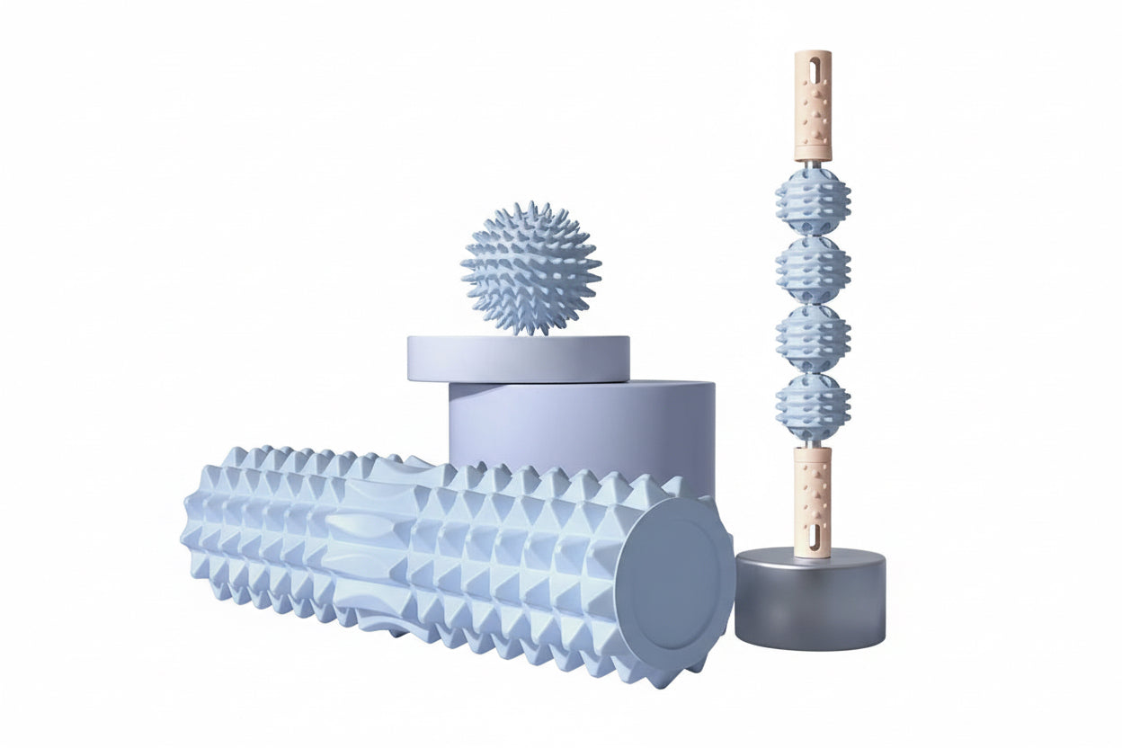 [Three Piece Massage Set] Massage Prick Ball, Massage Roller, Foam Massage Roller Shaft - a Necessary Household Massage Artifact