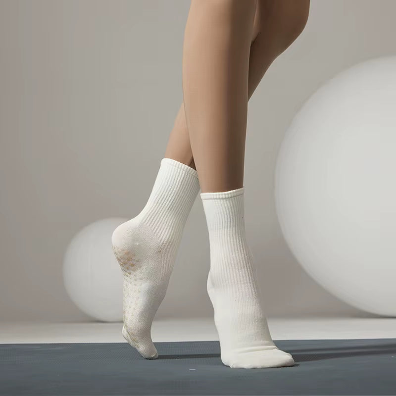 Yoga Socks Women Dot Silicone Cotton Non-Slip Grip Pilates Crew Socks